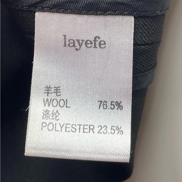 layefe wool blend Black Long Sleeve Belted Coat open - Picture 4 of 8